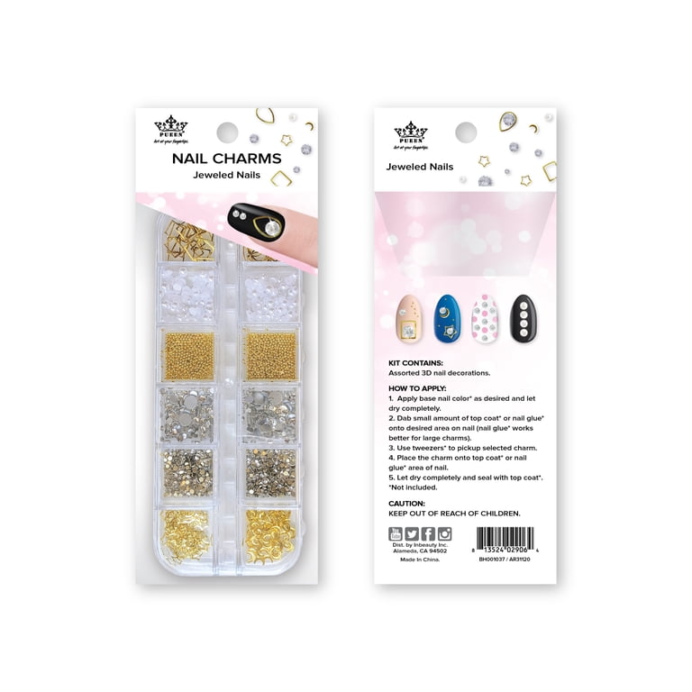 PUEEN Multi-Shape Nail Charms, Gold & Silver photo 1