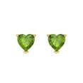 thumbnail image 3 of 1 Ct Heart Cut Studs Green Natural Peridot 18K Yellow Solid Solid Gold Everyday Dainty Earrings Screw Back, 3 of 7
