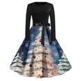thumbnail image 2 of Christmas Dresses for Women Women's Fashion Vintage Long Sleeve Round Neck Christmas Printed Evening Party Dresses for Formal Event,Beige,L, 2 of 4