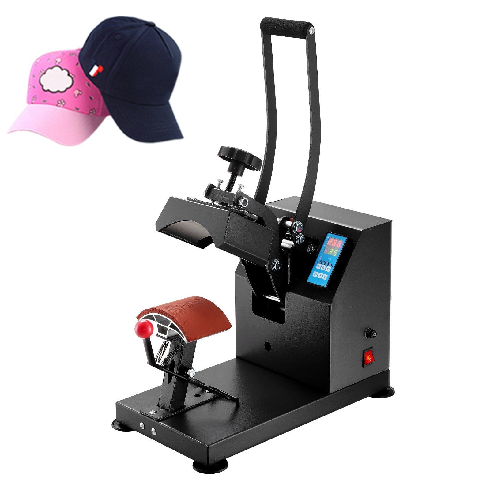 6x3.75Inch Clamshell Hat Heat Press - Curved Element for Caps, Digital LCD Timer & Temp Control, Rigid Steel Frame, No Stick Surface, Ideal for Hat Sublimation (6x3.75Inch)