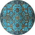 thumbnail image 1 of Ahgly Company Indoor Round Oriental Light Blue Traditional Area Rugs, 8' Round, 1 of 4