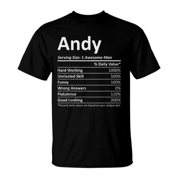 Andy Nutrition Birthday Personalized Name Idea TShirt