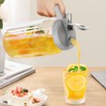 thumbnail image 7 of Glass Mason Jar Pitcher with Handle and Flip Cap 64 oz (2 Quart) Wide Mouth Water Pitcher with Pour Spout Lids Airtight Leak Proof, Juice, Milk, Tea, Iced Coffee, and Drinks, 1 Pack, Gray, 7 of 7
