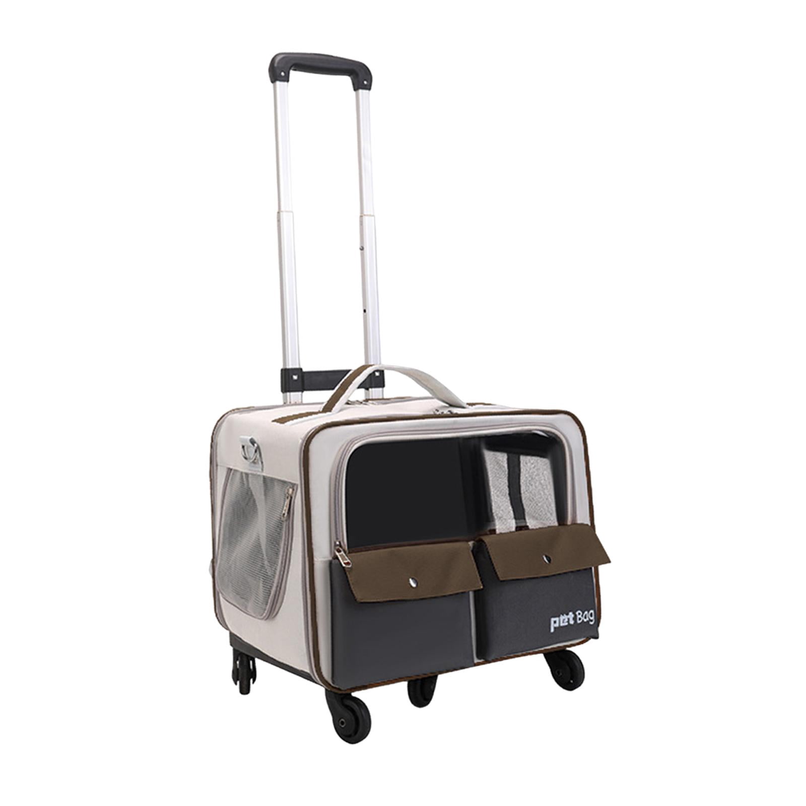 Serenable Cat Trolley Bag Pet Carrier Portable Smooth Zipper Transparent Window Dog Backpack, Pet Travel Bag for Cats Puppy Kitten Dogs Coffee Color