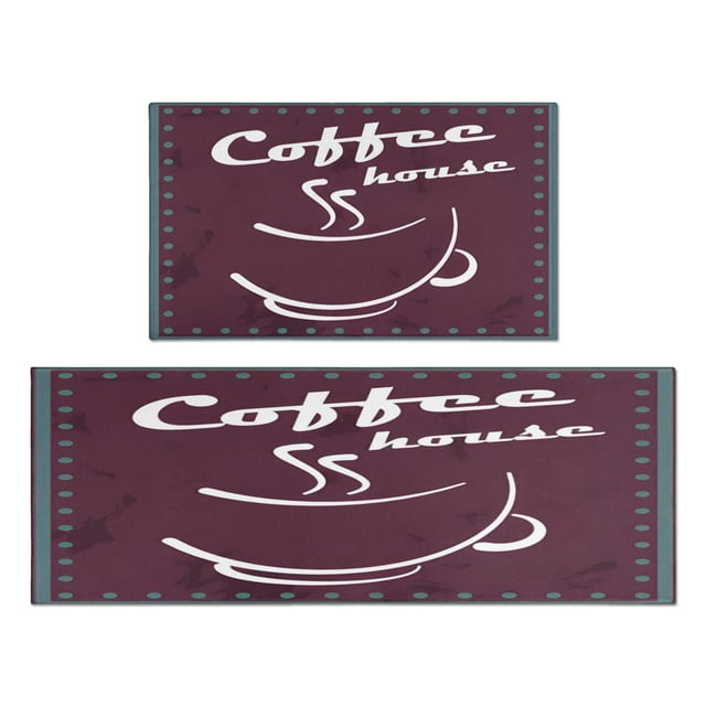 Coffee Mug Farmhouse Design Kitchen Rugs and Mats Set Of 2,Kitchen Rugs Mats with Dirty Resistance,washable,water Proof,kitchen Rugs and Mats 17.7x24+17.7x48inch