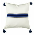 thumbnail image 2 of SAFAVIEH Orlanda 16" x 16" Striped Plush Pillow with Fringe, White/Navy, 2 of 4