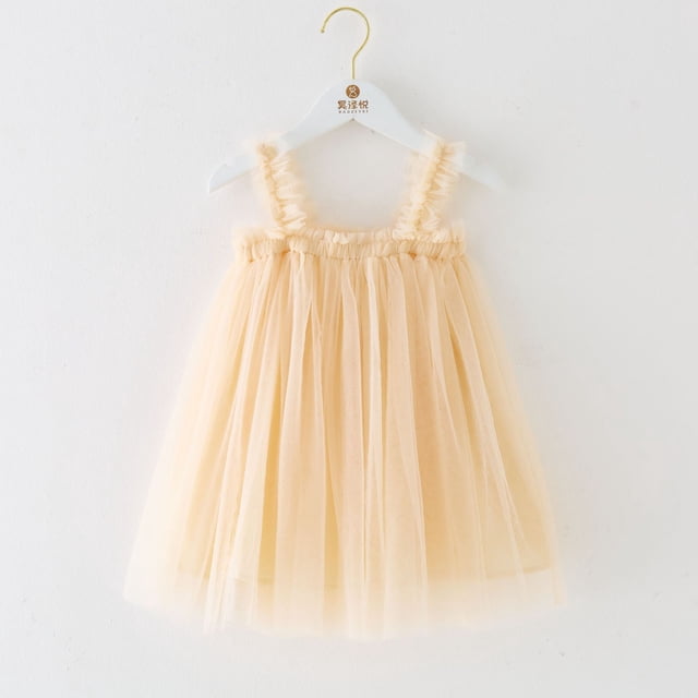 Vestido de malla con cuello halter para niñas de verano, vestido de malla para niñas, falda de princesa, enagua