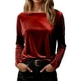thumbnail image 2 of Women's Basic Top Long Sleeve Solid Color 2026 Spring Tee Crewneck Casual Regular Fit T-Shirt, 2 of 5