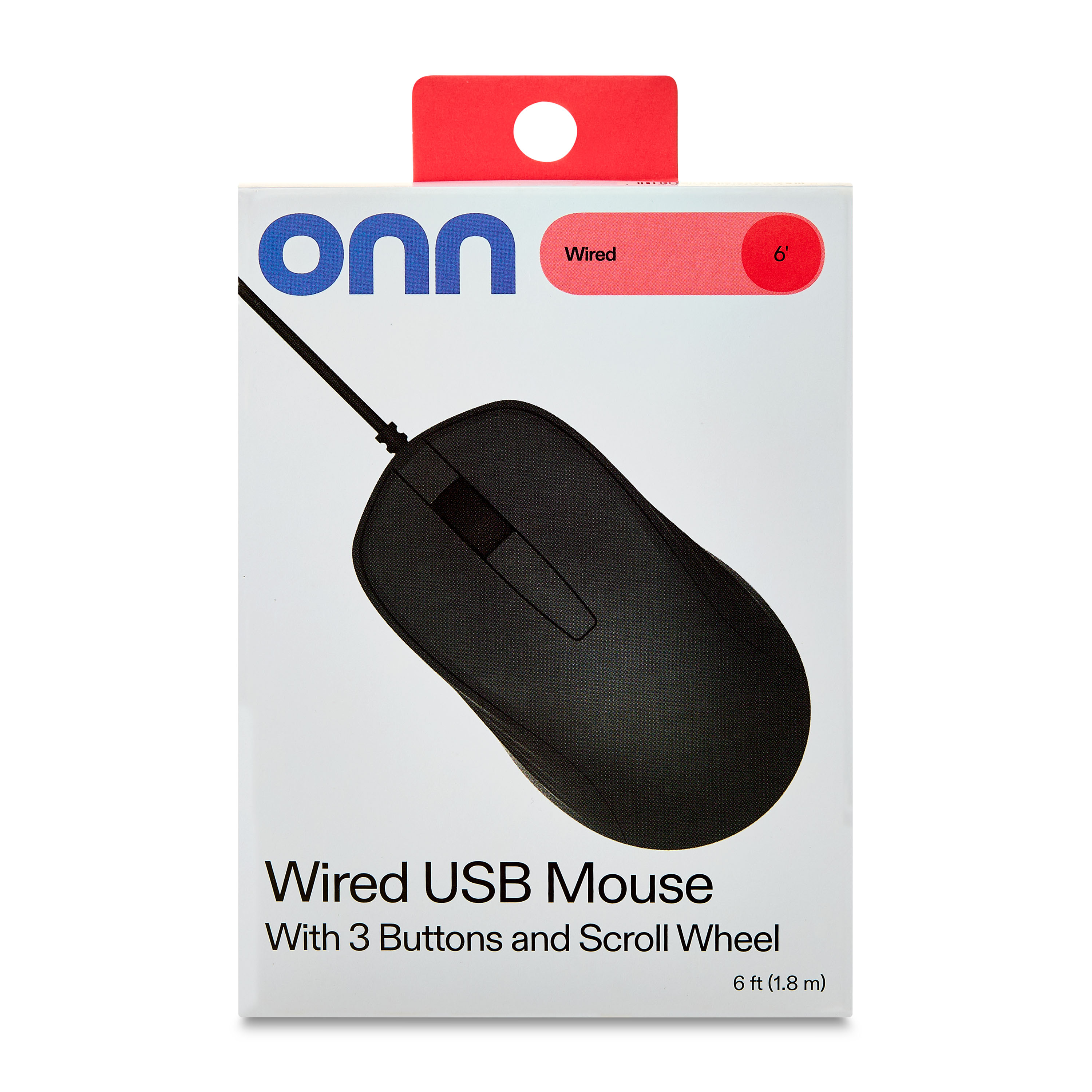 onn Mouse USB con cable, 3 botones, gris 5
