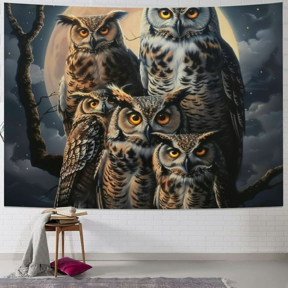 BCIIG Owls Full Moon Fantasy Art Tapestry Wall Hanging Unique Style Graphic Tapestries Home Wall Decor Art for Living Room Bedroom Apartment Farmhouse Dorm 40x30inch