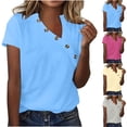 thumbnail image 2 of fheaev Hauts d'Été pour Femmes 2025 Vacances Sortie Mode Femmes T-Shirt Col en V Manches Courtes Blouse Décontractée, 2 of 6