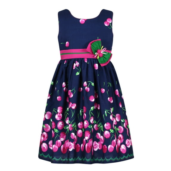 Richie House Girls' Cotton Summer Dress with Cherry Print RH2655-B-3