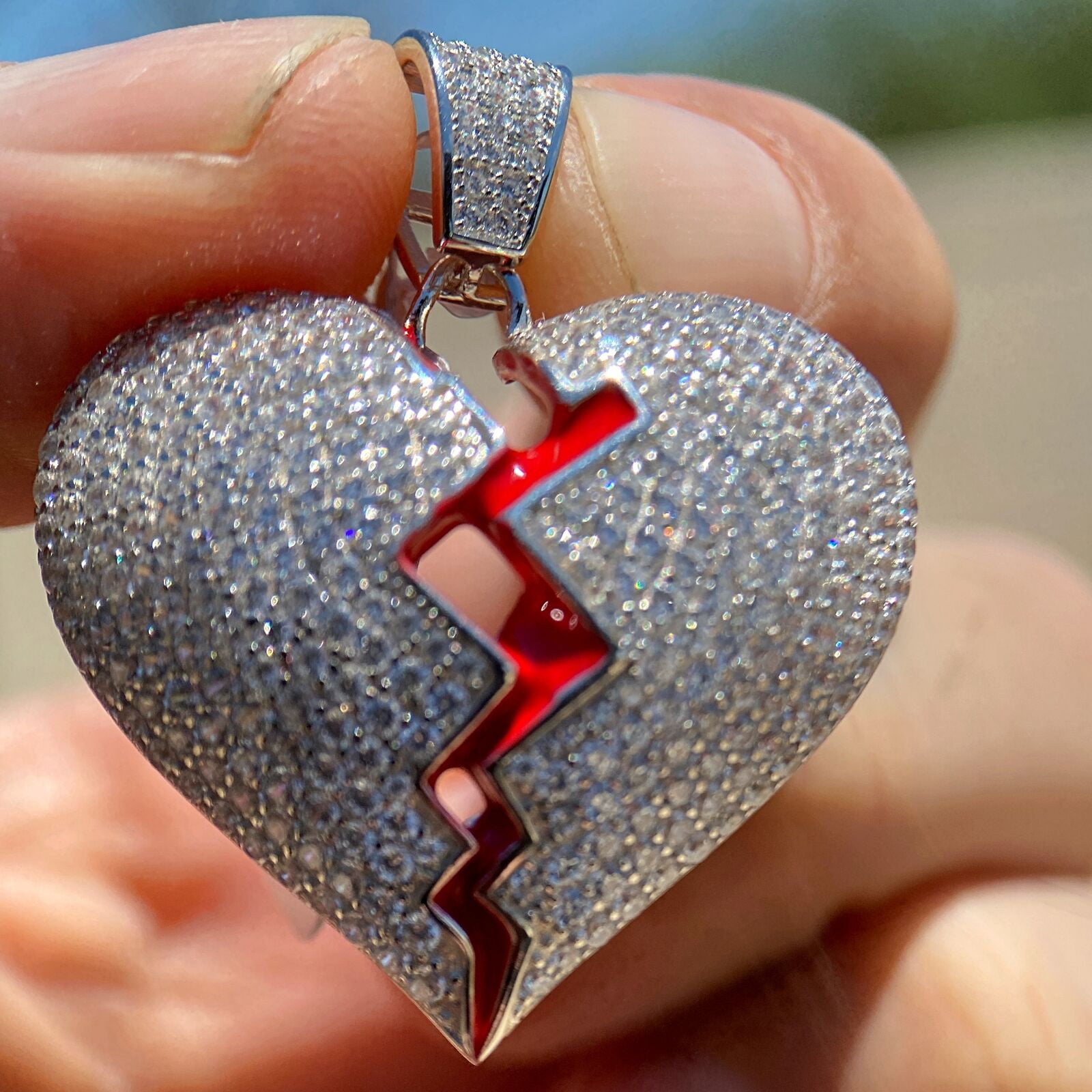 Broken heart deals iced pendant