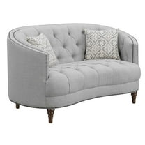 Avonlea Sloped Arm Upholstered Loveseat Trim Grey