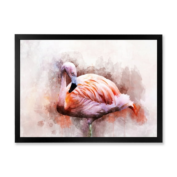 Designart 'Abstract Portrait of Pink Flamingo III' Farmhouse Framed Art Print