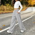 thumbnail image 4 of Wide Leg Sweatpants for Girl, Elastic Waist Loose Sports Bottoms, Winter Fleece Casual Sports Long Trousers with Pockets,5-6 Years, 4 of 9