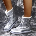 thumbnail image 1 of Women's Mid Calf Boots Round Toe Booties Two Ways Of Wearing Lace Up Snow Boots, 1 of 9