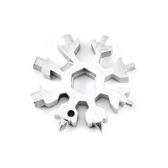 Outil multifonction pour flocon de neige 18 en 1 Outil Tout Puissant - Tournevis en Forme de Flocon de Neige/Ouvre-Bouteille/Porte-clé! (Argent)