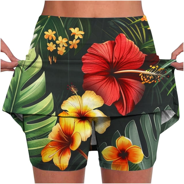 Pantalones Cortos Atléticos de Mujer de Cintura Alta Pantalones Ligeros de Impresión Delgados con Bolsillos