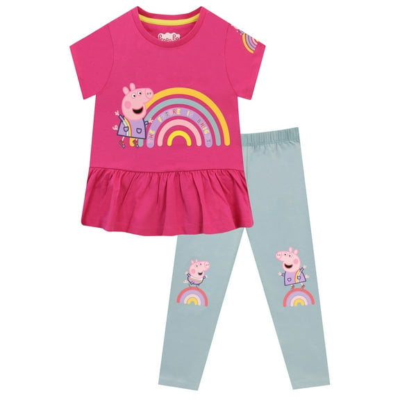 Peppa Pig Girls Top And Leggings Set Pink Sizes 2T-8
