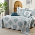 thumbnail image 5 of Home Soft Things 6 Piece Chelsea Printed Quilt bedspread Set - Teal/Green - Queen (90"x90"), 5 of 13