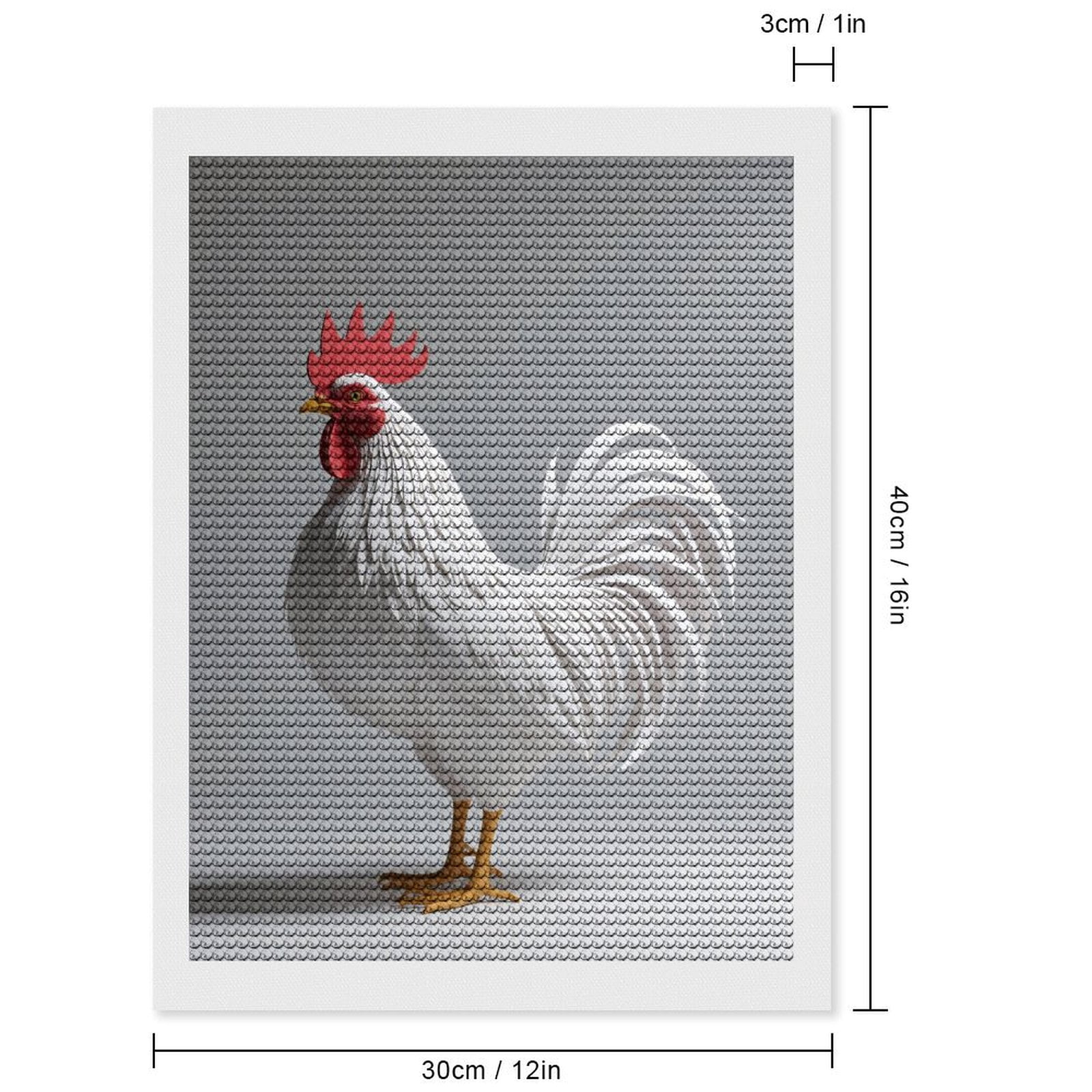 Diamond Art Kits for Adults, White Rooster Paper Art 5D Diamond Painting Kits for Adults Beginners, DIY Full Drill Diamond Painting, Gem Art and Crafts 12x16