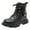 Black, variant on Tfken Boots For Girls Size 4-4.5 Years Solid Color Flat Toe Zip-Up Ankle-High Warm Fleece Black Dress Boots