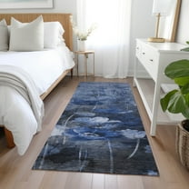 Addison Rugs Chantille Indoor/Outdoor Transitional Floral Blue Washable Runner Rug, 2'3" x 7'6"