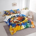 thumbnail image 2 of Castle Fairy Football Print Twin Bedding 7-Piece, Hippie Splash Bedding Comforter Set, White Blue Orange, 2 of 7
