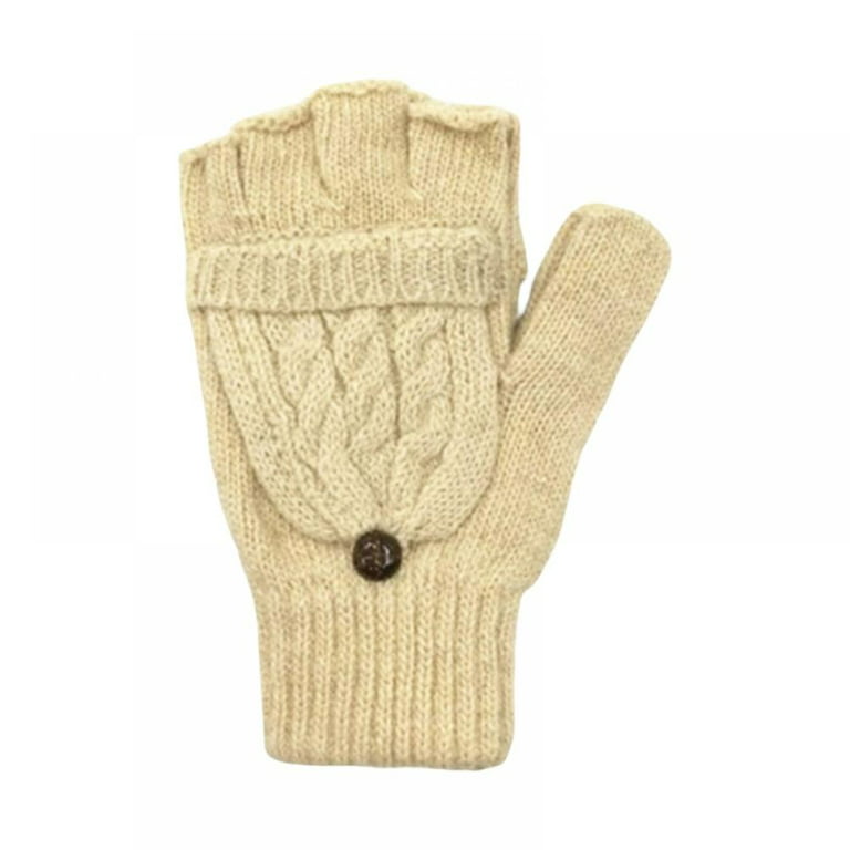 Winter Knitted Convertible Fingerless Gloves Wool Mittens Warm Mitten Glove  for Women and Men