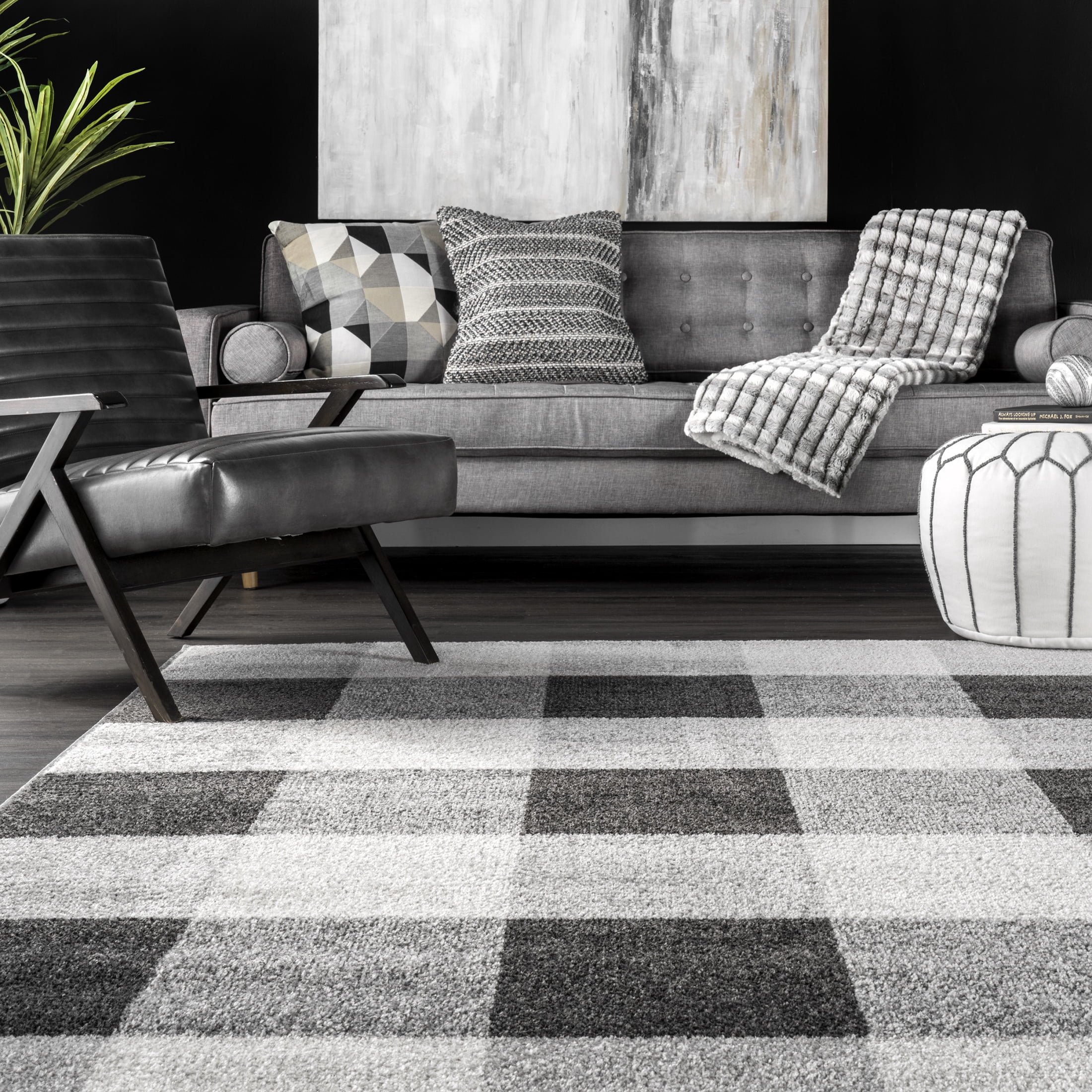 nuLOOM Aisha Buffalo Plaid Area Rug, 2' 5" x 9' 6", Runner, Aisha Grey