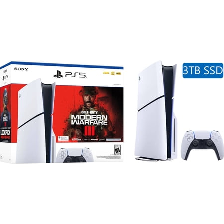PlayStation_PS5 Slim Video Game Console (Disc Edition) - Call of Duty Modern Warfare III Bundle - Upgraded 3TB PCIe Gen 4 NVNe SSD Gaming Console