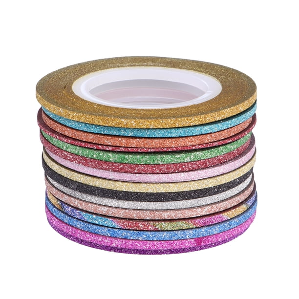 14 rollos 2 mm brillante línea de arte de uñas cinta adhesiva para uñas calcomanías de uñas set manicura herramienta de bricolaje para mujer dama (14 colores)