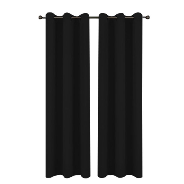 Inteprter 2 uds., cortina opaca moderna para ventana del hogar, sala de estar, dormitorio, diseño de ojal de microfibra, parasol, cortina opaca para Decoración del hogar negro Inteprter HA000580-01B