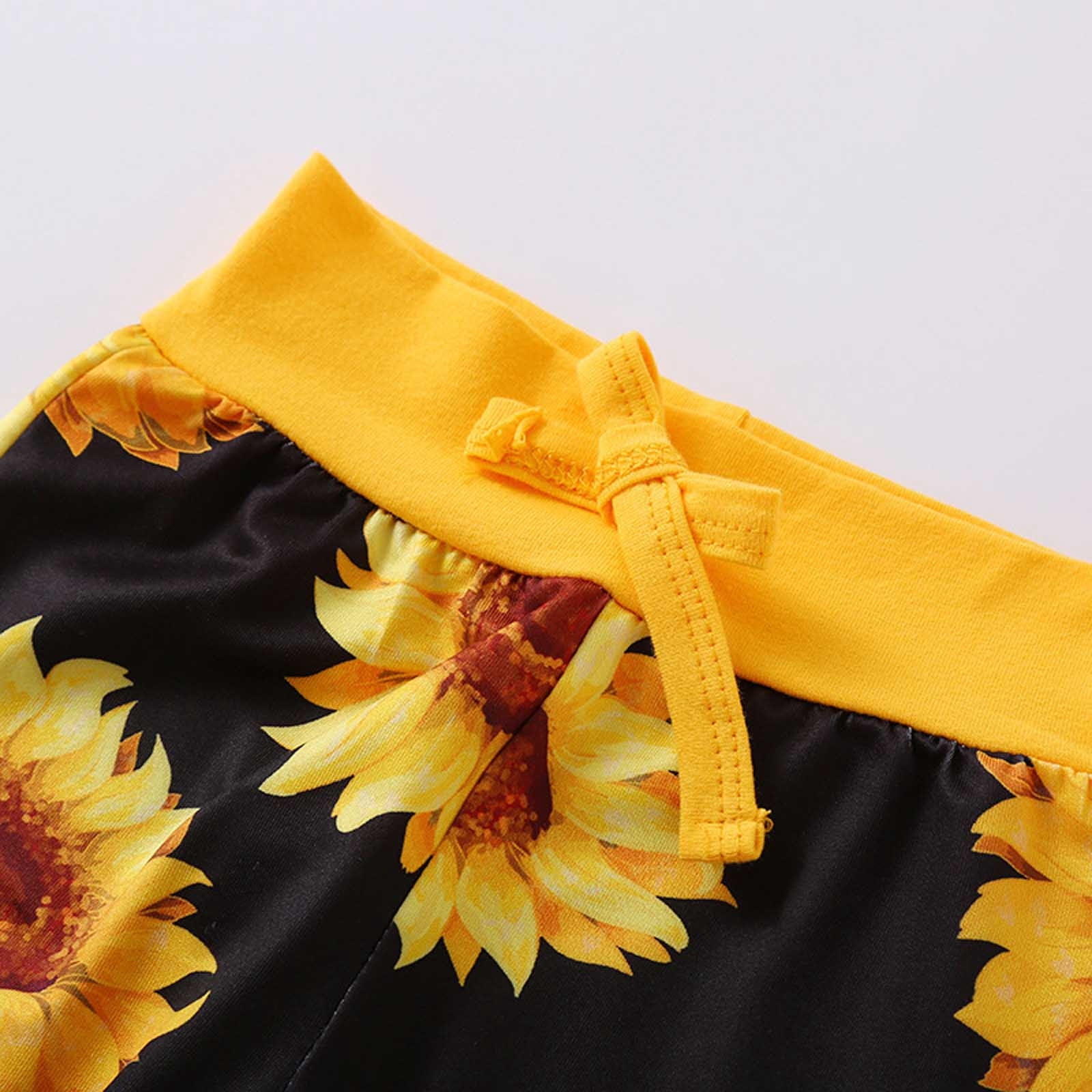 LFEOOST Infant Newborn Baby Girl Clothes Outfits Ruffled Long Sleeve Romper Pants Set Headband Toddler Clothing 3pcs Yellow 0-6 Months