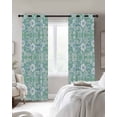 thumbnail image 3 of Light Green Blue Floral Blackout Curtains 45 Inches Long for Bedroom, Vintage Pastoral Botanical Thermal Insulated Room Darkening Black Out Window Curtain Panels Grommet Drapes for Living Room, 3 of 8