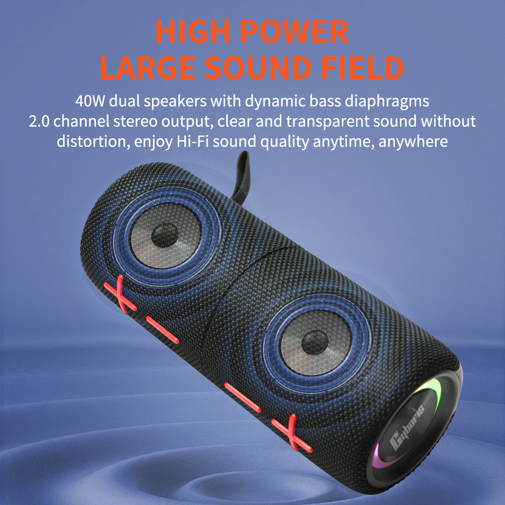 DCOWO 2 in 1 Portable Split 40W Wireless Speaker, IPX6 Waterproof Portable Dual Speaker with RGB Lights