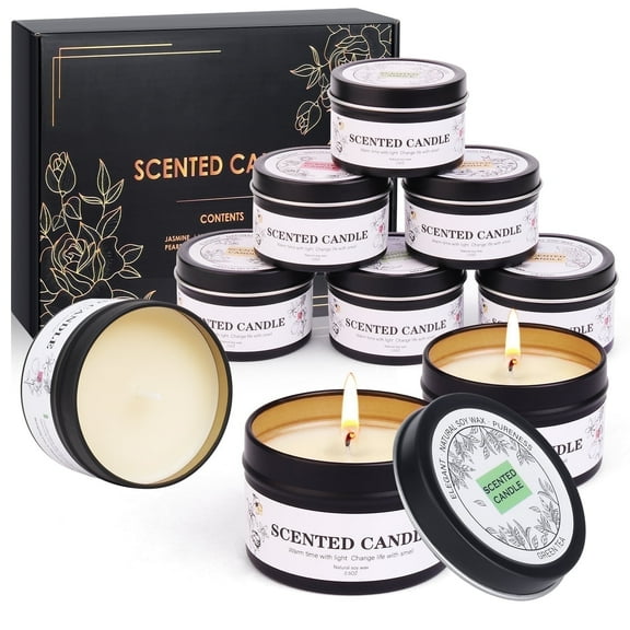 Giphtpoeet Scented Candles Gift Set 9 Pack Natural Soy Wax Jar Candles for Home Scented