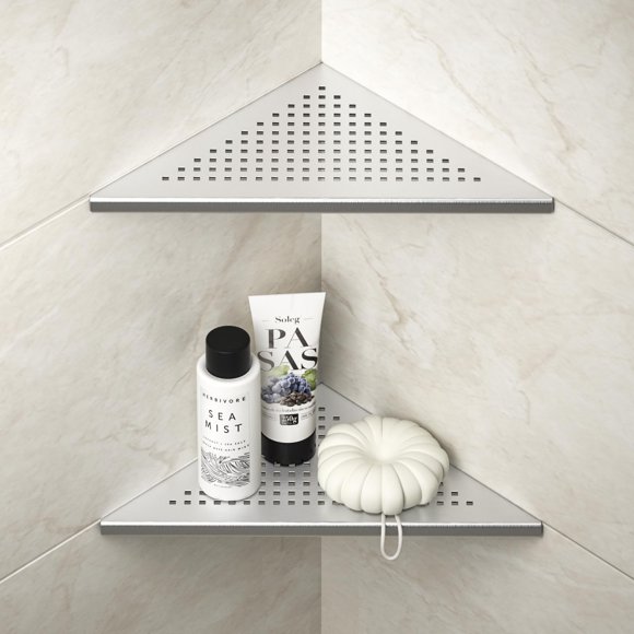 Bernkot Corner Shower Shelves 10"" Brushed 304 Stainless Steel Recessed Shelf For Bathroom Grout In Shelf For Tiled Wall 2 Pack No Drilling Needed