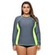 thumbnail image 4 of ABPHQTO Top de baño tankini de manga larga gris y negro para mujer, 4 of 5