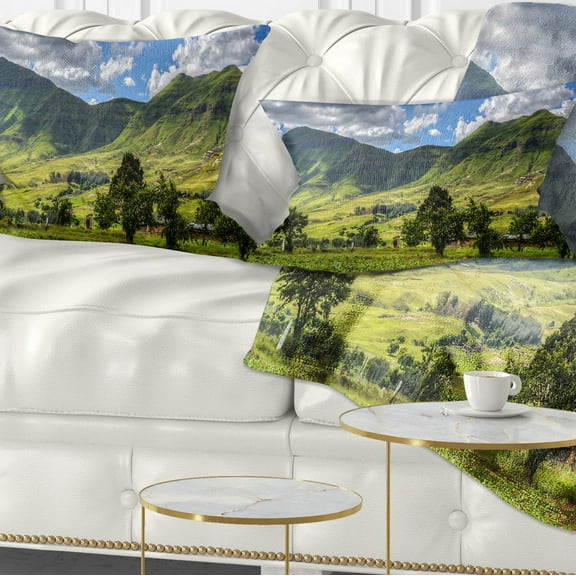 Designart Lesotho Mountains Panorama - Landscape Printed Throw Pillow - 12x20