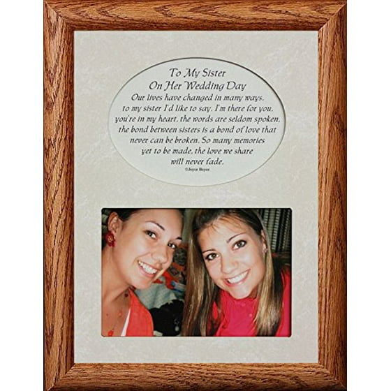 To My Sister On Her Wedding Day Picture Poetry Keepsake Photo Frame Fruitwood