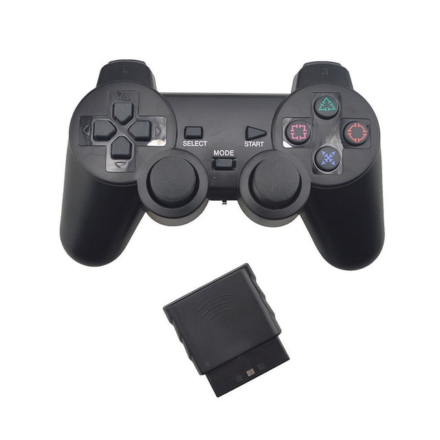 Likrtyny Controlador Juego Inalámbrico Gamepad Doble Vibración para PlayStation2 PS2 (negro)