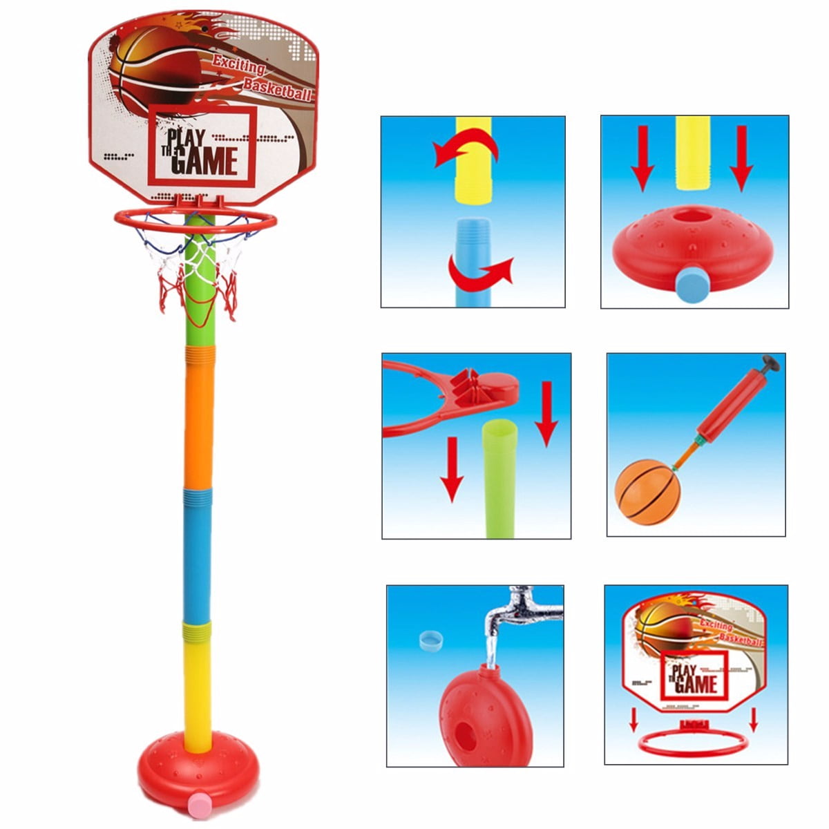 Indoor and Outdoor Height Adjustable Basketball Hoop with Ball ,Kids