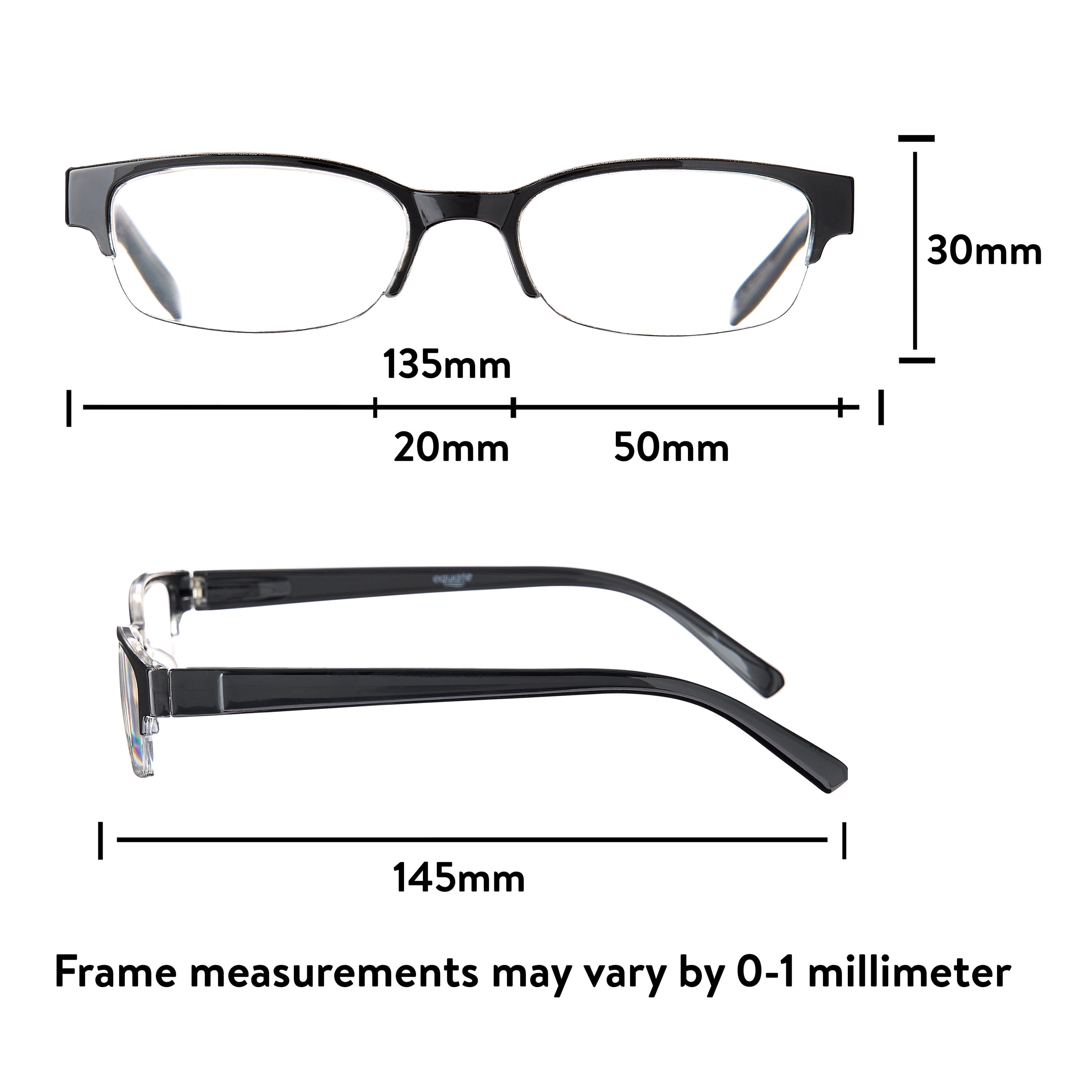 Equate Women's Rose +1.00 Reading Glasses with Case, Black