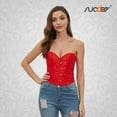 thumbnail image 4 of SUOSDEY Strapless Corset Top for Women Lace Up Bustier Shapewear Lingerie Costume, 4 of 7