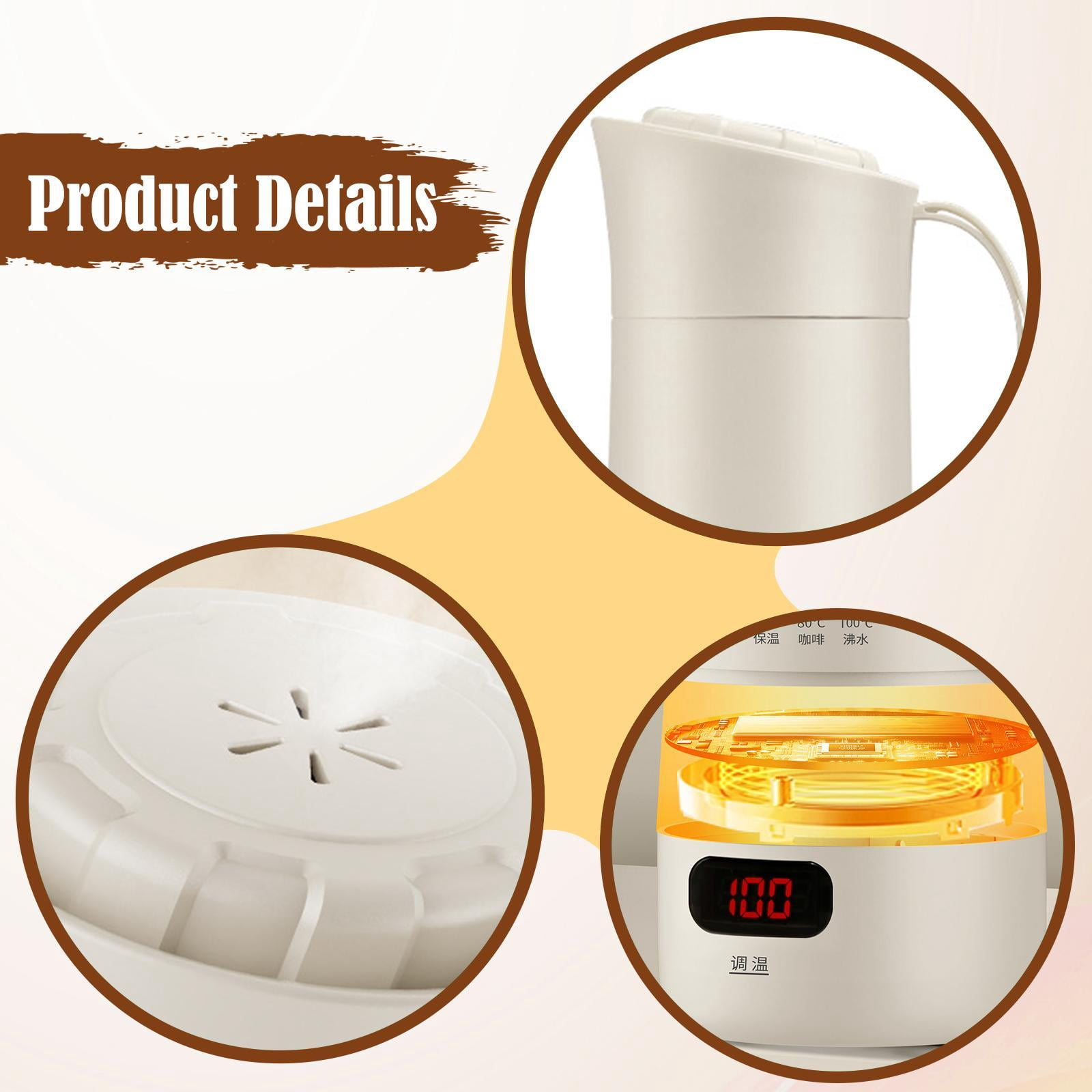 CarpNettore Electric Kettle Car Heating Cup Heated Mug Camping Travel Small Water Boiler