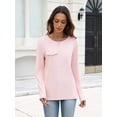 thumbnail image 3 of Zeagoo Women's Ribbed Knit Tops Long Sleeve Crew Neck Tees Decorative Pocket Button Shoulder Casual Basic Tee Shirts, 3 of 8