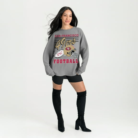 Women's Gameday Couture Gray San Francisco 49ers Oversized Sweet Victory Corded Sweatshirt