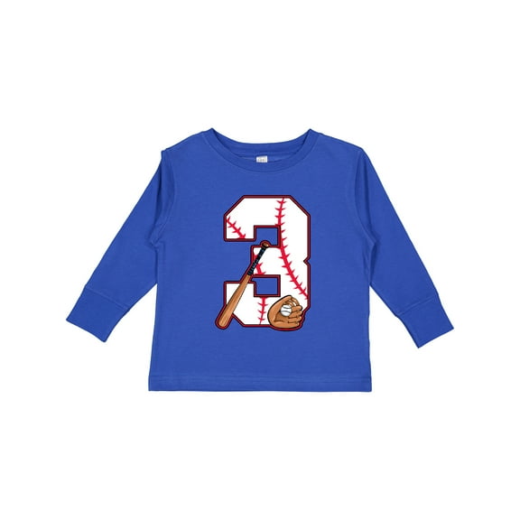 Inktastic Baseball Third Birthday Three Years Old Boys or Girls Long Sleeve Toddler T-Shirt